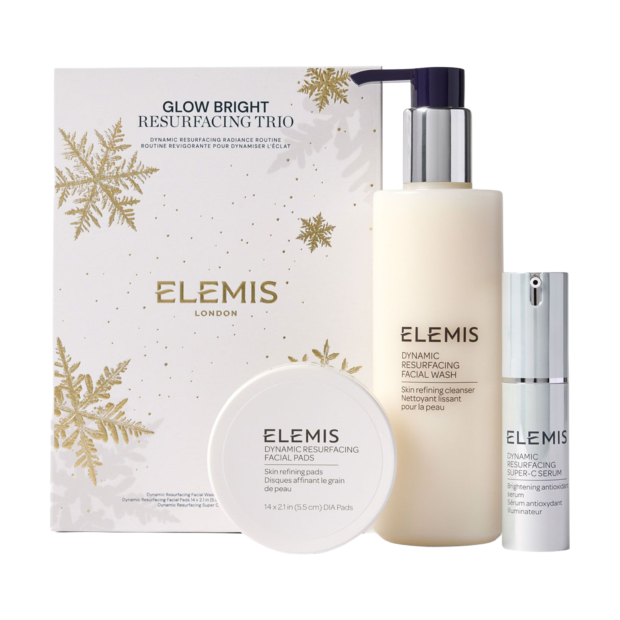 Тріо для сяйва шкіри Elemis Dynamic Resurfacing Kit: Glow Bright Trio (очищувальний засіб, 200 мл + пілінг-диски, 14 шт + сироватка, 15 мл)